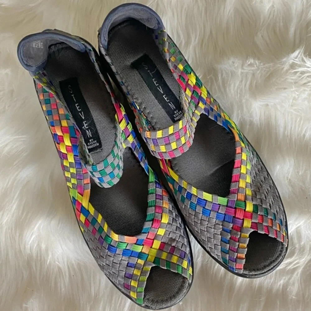 Steve by Steve Madden Brynn women's woven peep toe Mary Jane shoes, Sz. 8.5
